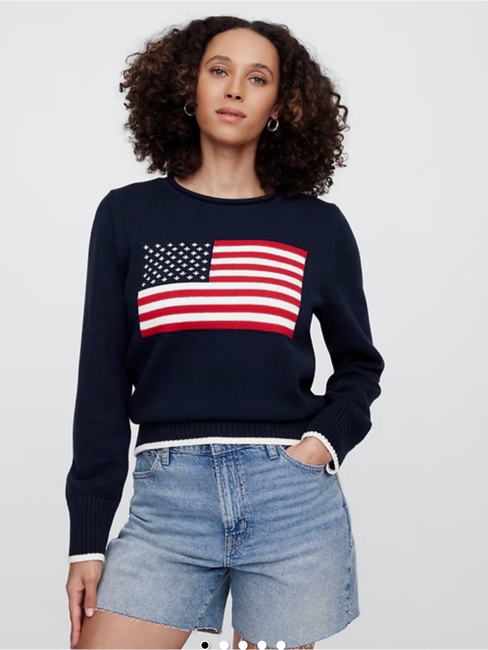 Navy Americana Sweater with American Flag Knit